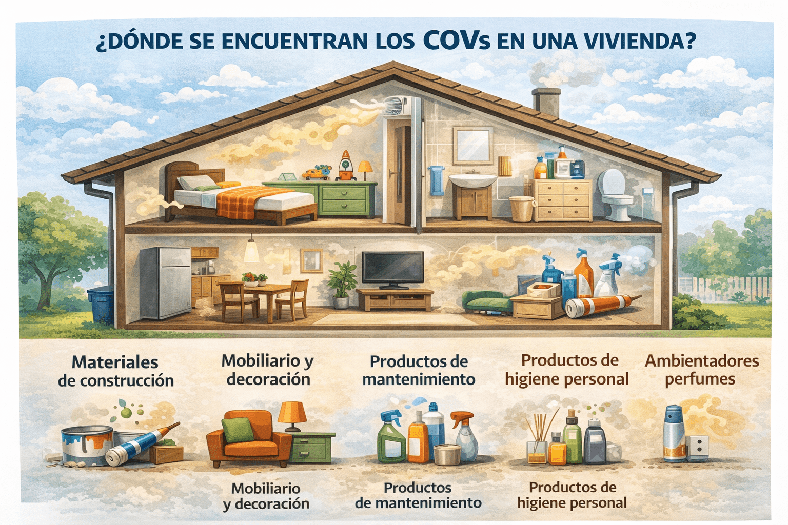 los covs en los materiales de construcción